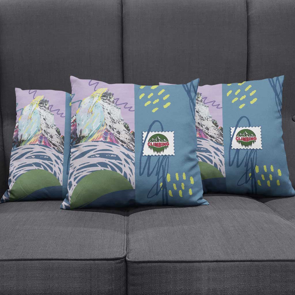 Climbing Pillow Cover Mountain Art Retro Style