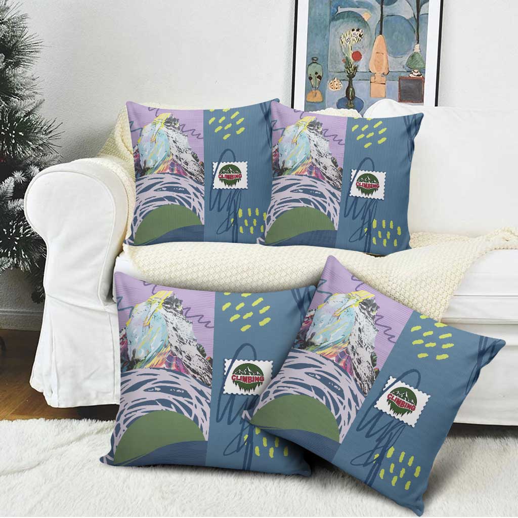 Climbing Pillow Cover Mountain Art Retro Style
