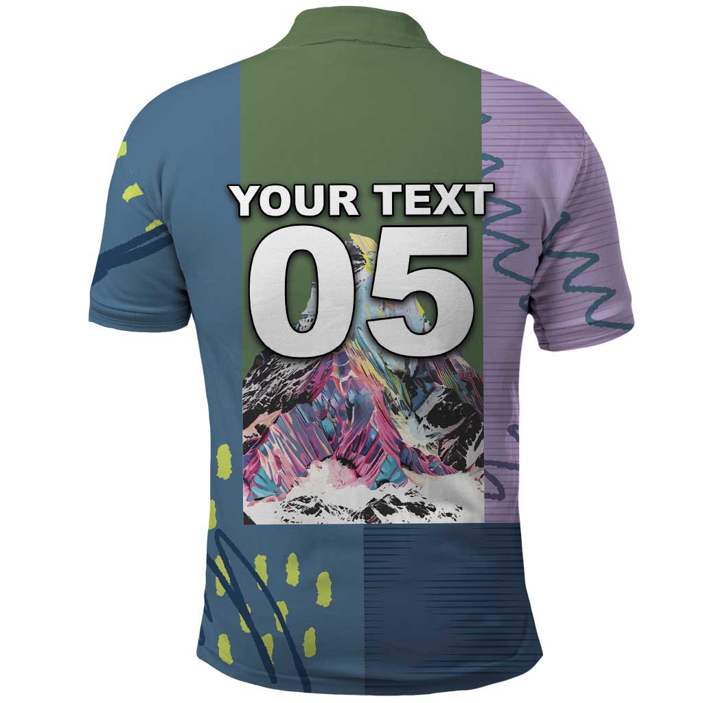 Custom Climbing Polo Shirt Mountain Art Retro Style