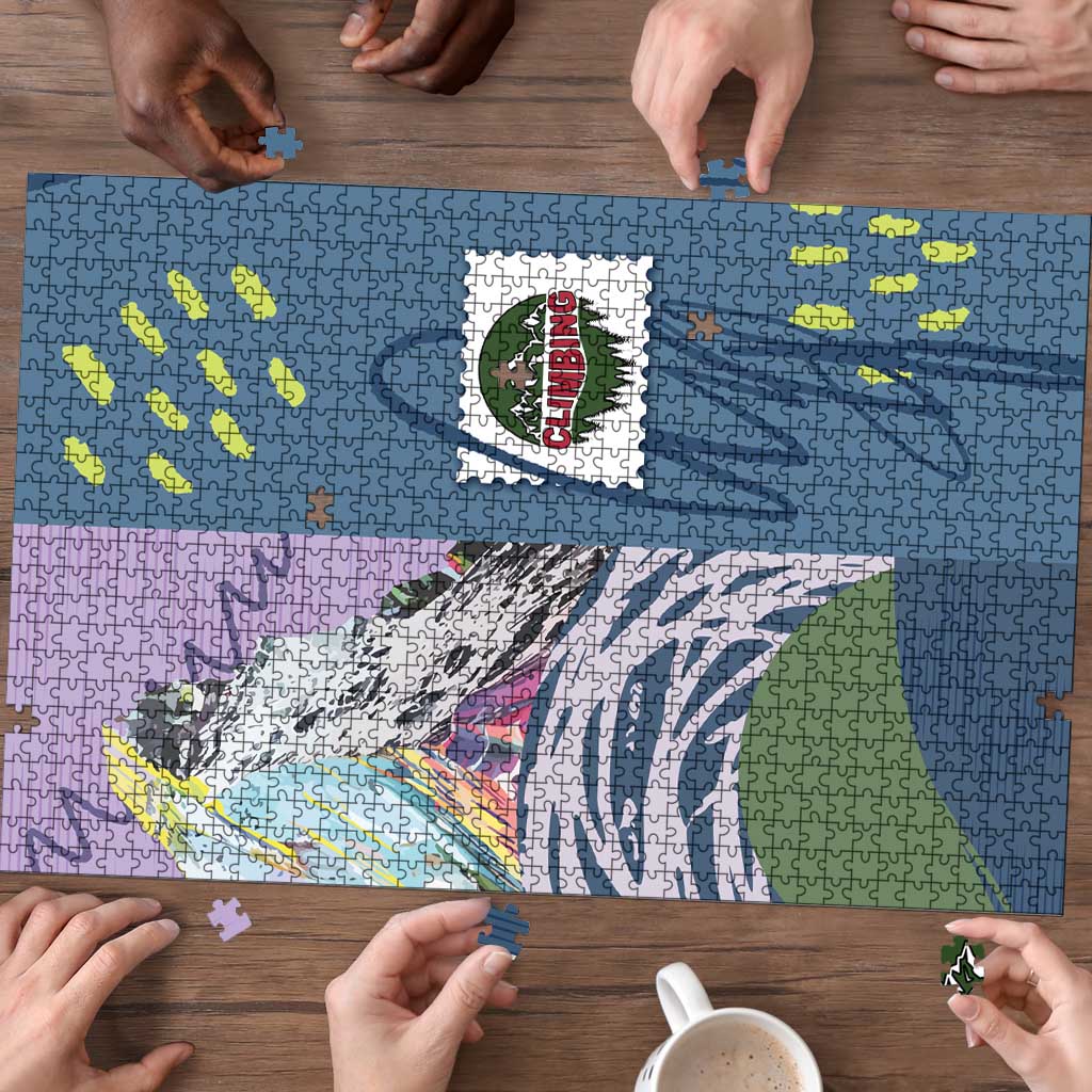Climbing Puzzle Mountain Art Retro Style