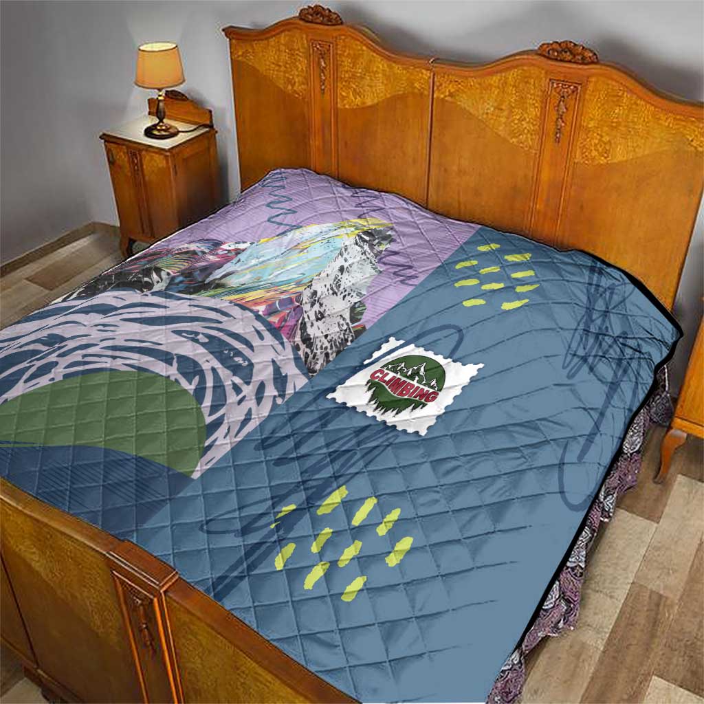 Climbing Quilt Mountain Art Retro Style