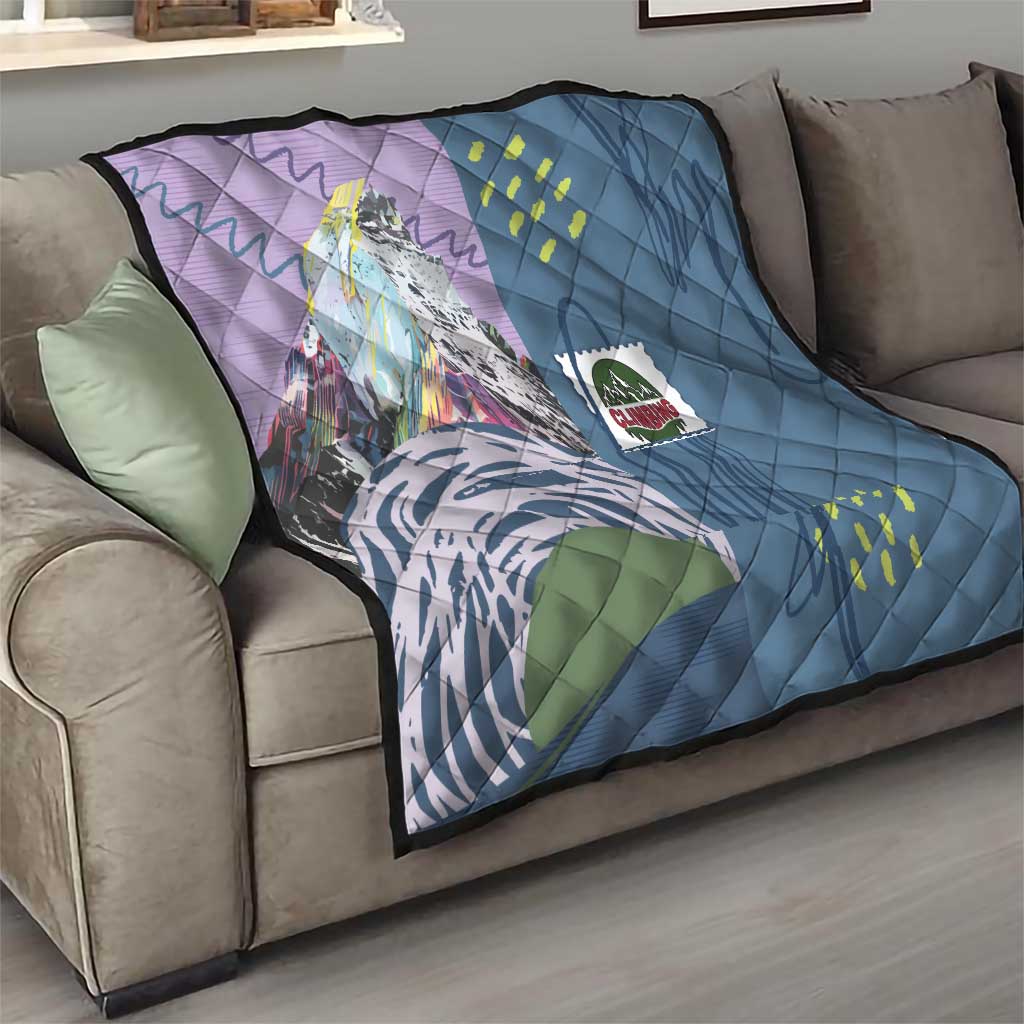 Climbing Quilt Mountain Art Retro Style