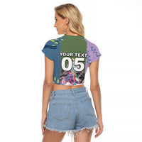 Custom Climbing Raglan Cropped T Shirt Mountain Art Retro Style