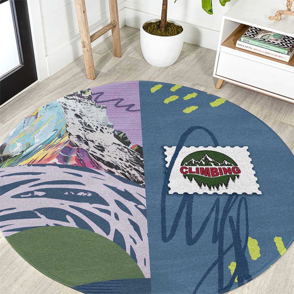 Climbing Round Carpet Mountain Art Retro Style