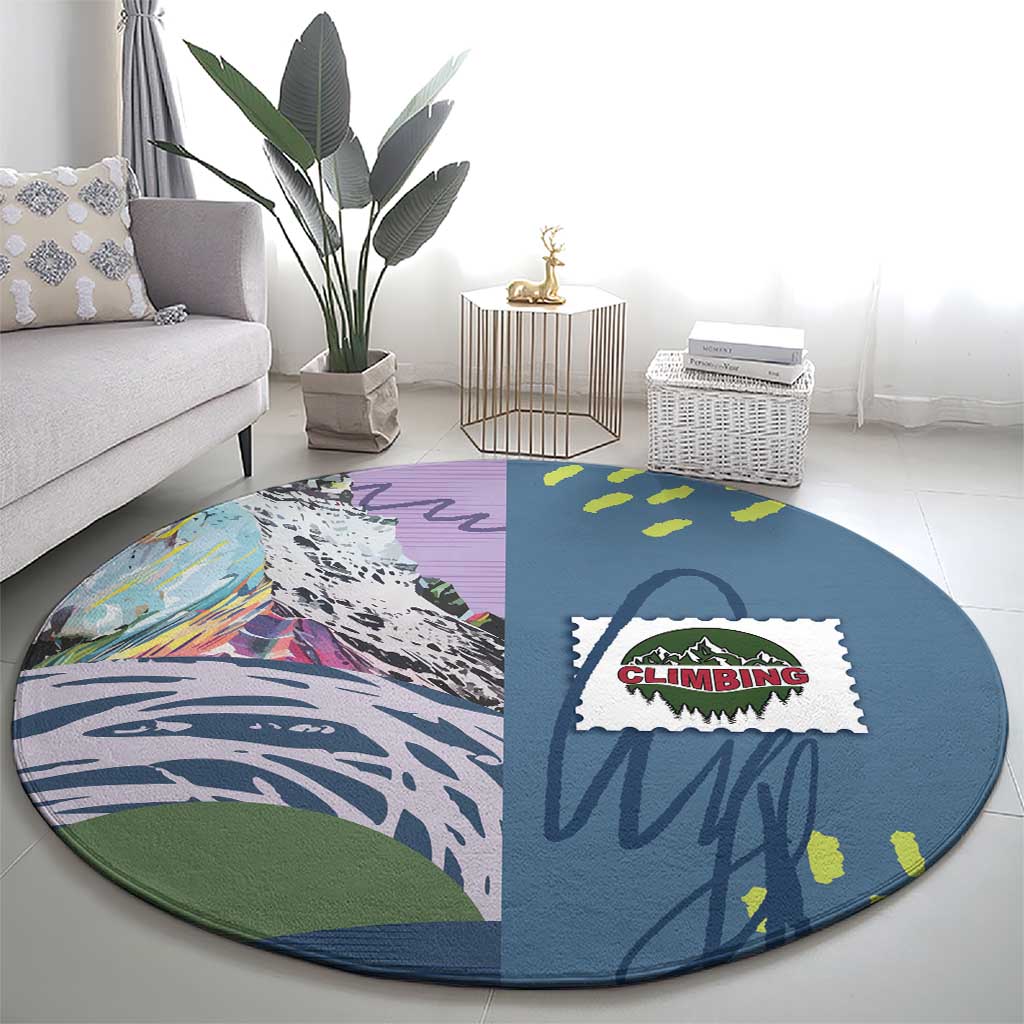 Climbing Round Carpet Mountain Art Retro Style