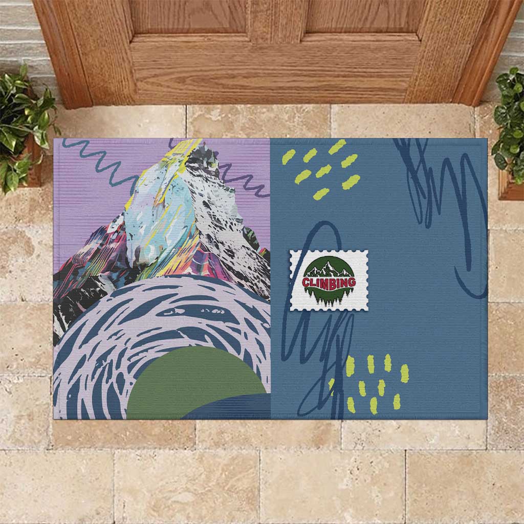 Climbing Rubber Doormat Mountain Art Retro Style