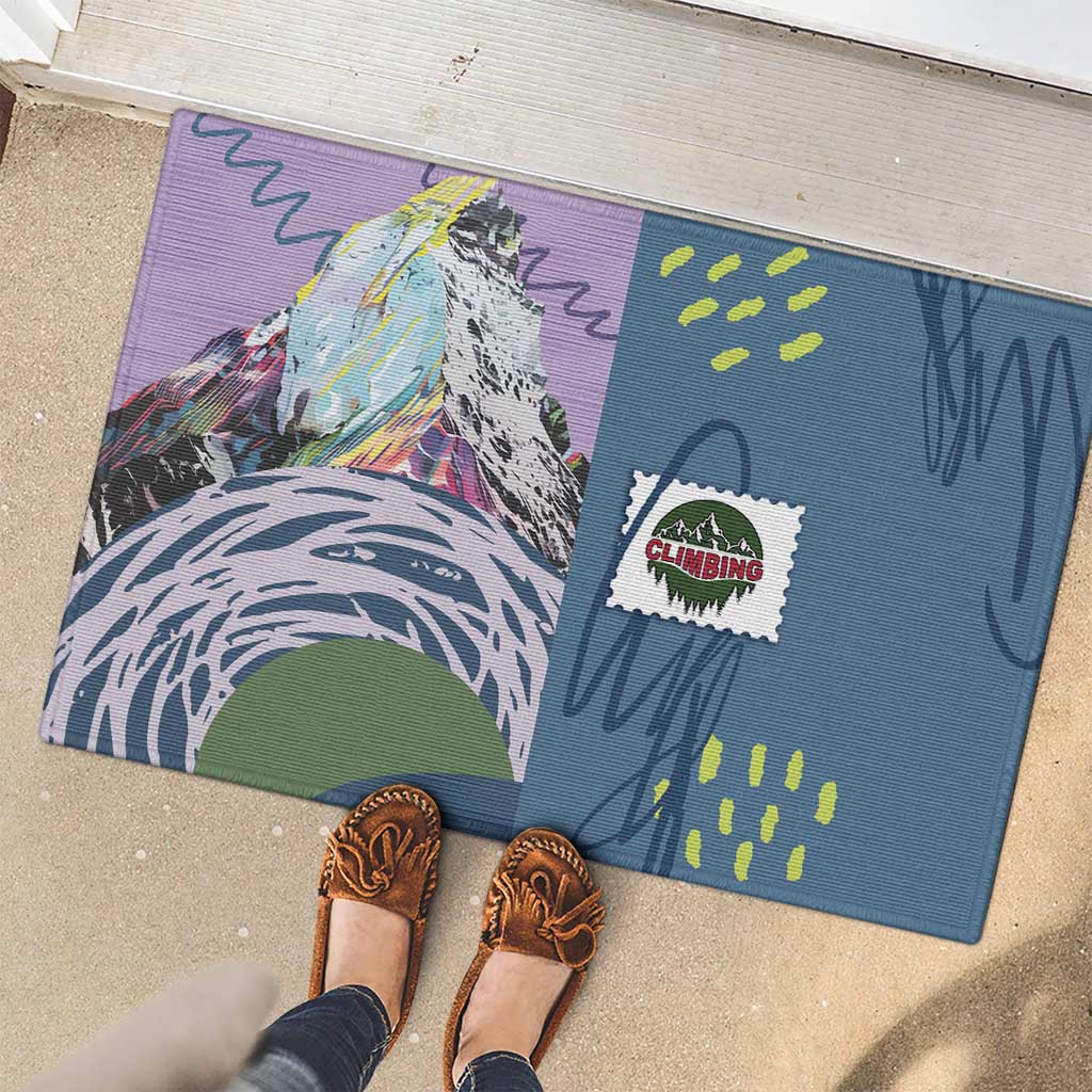 Climbing Rubber Doormat Mountain Art Retro Style