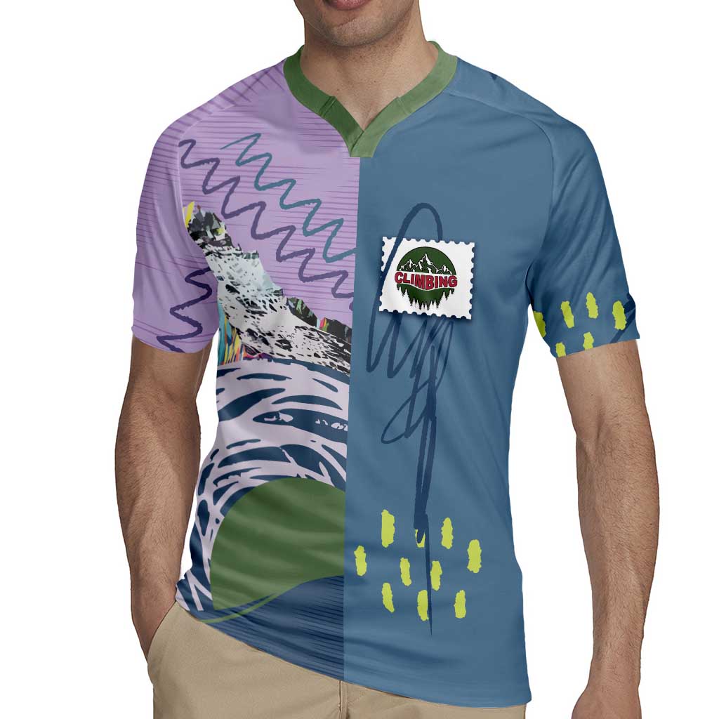 Custom Climbing Rugby Jersey Mountain Art Retro Style