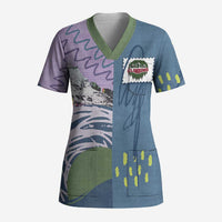 Custom Climbing Scrub Top Mountain Art Retro Style