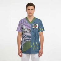 Custom Climbing Scrub Top Mountain Art Retro Style