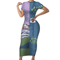 Custom Climbing Short Sleeve Bodycon Dress Mountain Art Retro Style