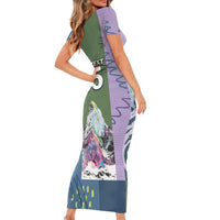 Custom Climbing Short Sleeve Bodycon Dress Mountain Art Retro Style