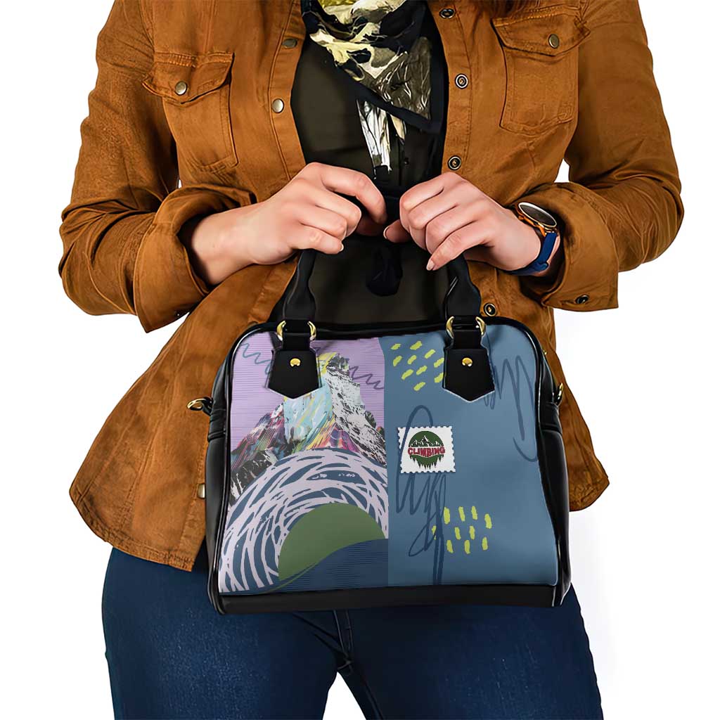 Climbing Shoulder Handbag Mountain Art Retro Style
