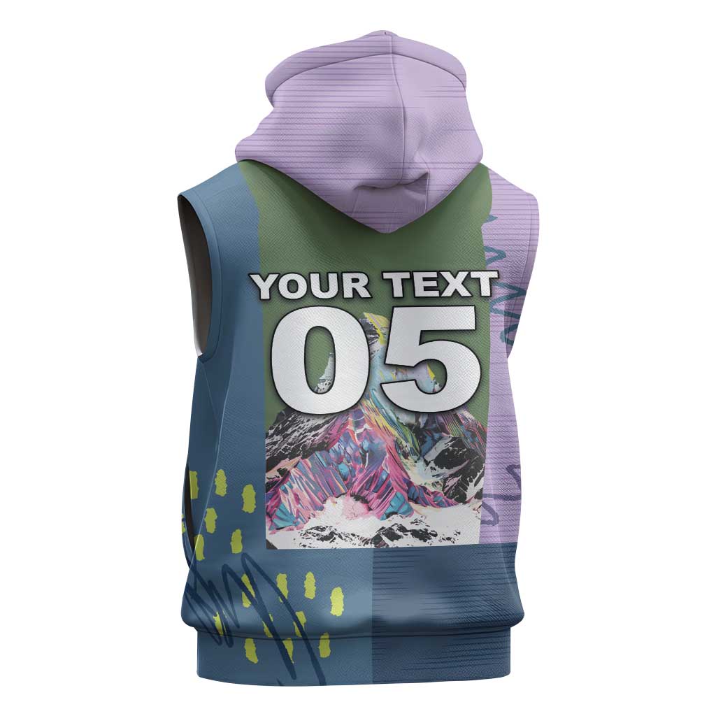 Custom Climbing Sleeveless Hoodie Mountain Art Retro Style