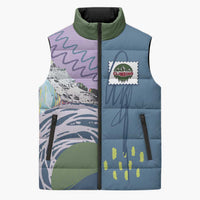 Custom Climbing Sleeveless Puffer Jacket Mountain Art Retro Style
