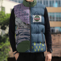 Custom Climbing Sleeveless Puffer Jacket Mountain Art Retro Style
