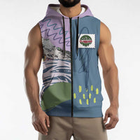 Custom Climbing Sleeveless Zip Hoodie Mountain Art Retro Style