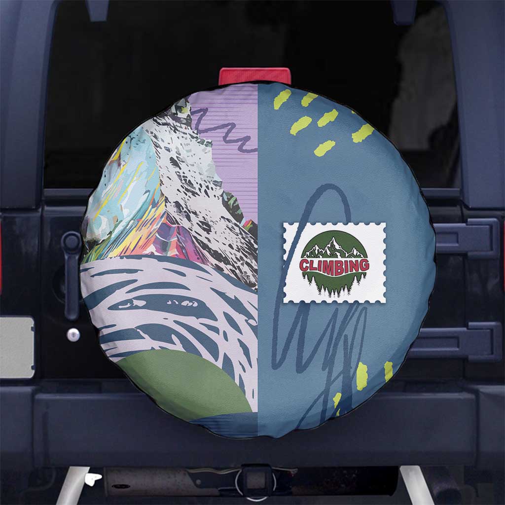 Climbing Spare Tire Cover Mountain Art Retro Style