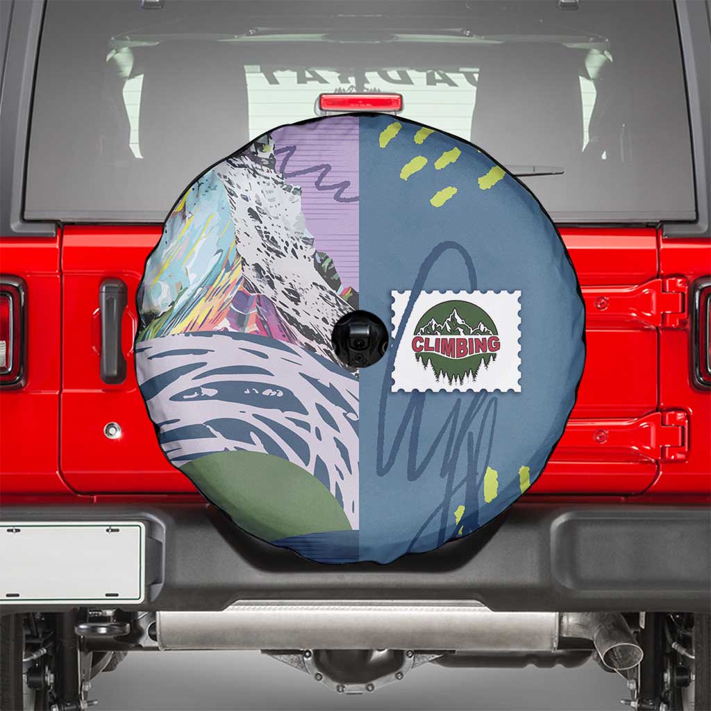Climbing Spare Tire Cover Mountain Art Retro Style