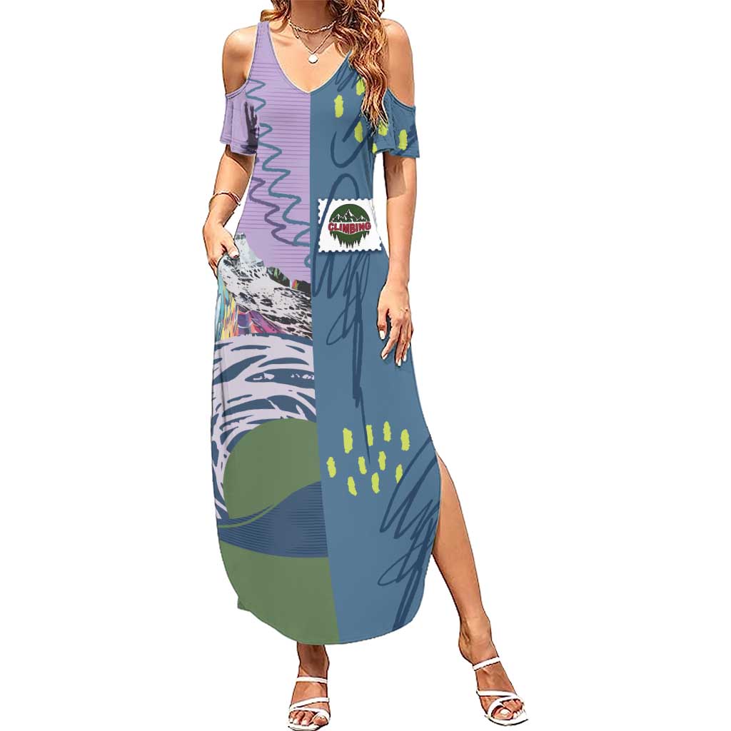 Custom Climbing Summer Maxi Dress Mountain Art Retro Style