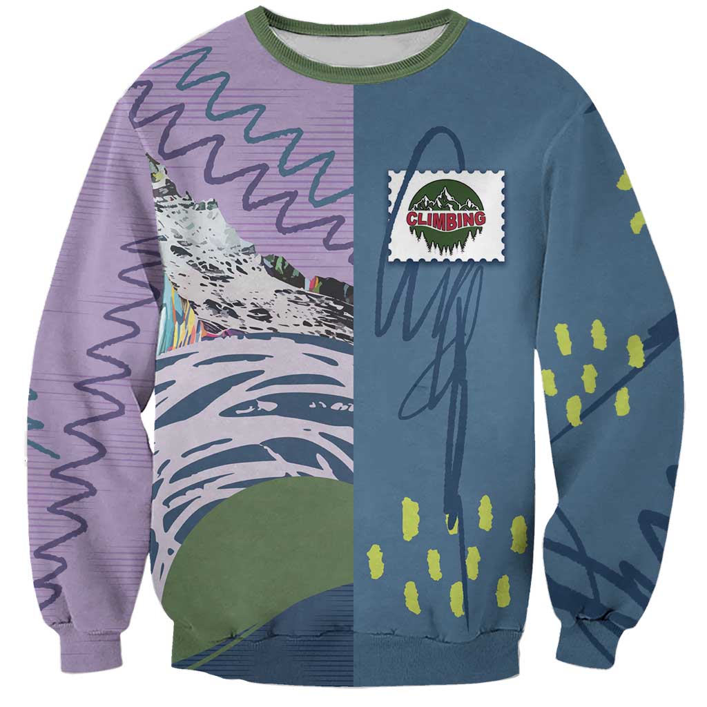 Custom Climbing Sweatshirt Mountain Art Retro Style
