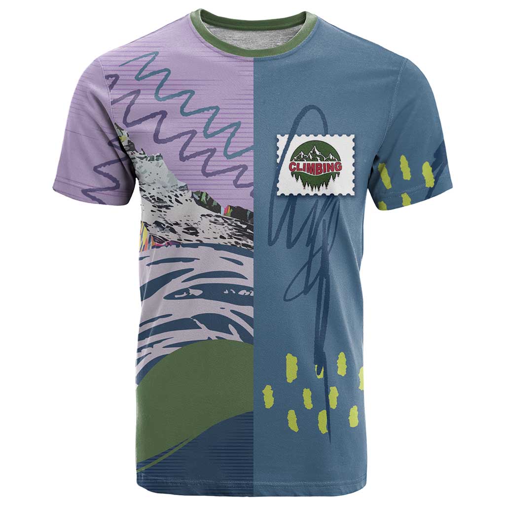 Custom Climbing T Shirt Mountain Art Retro Style