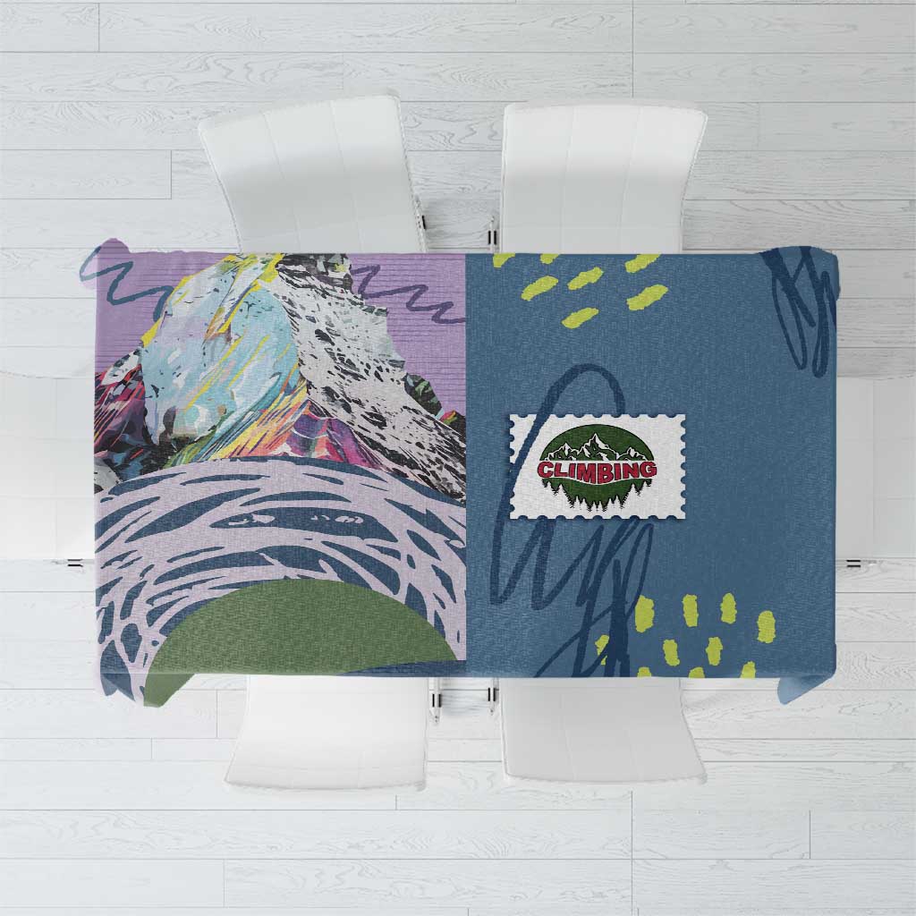 Climbing Tablecloth Mountain Art Retro Style