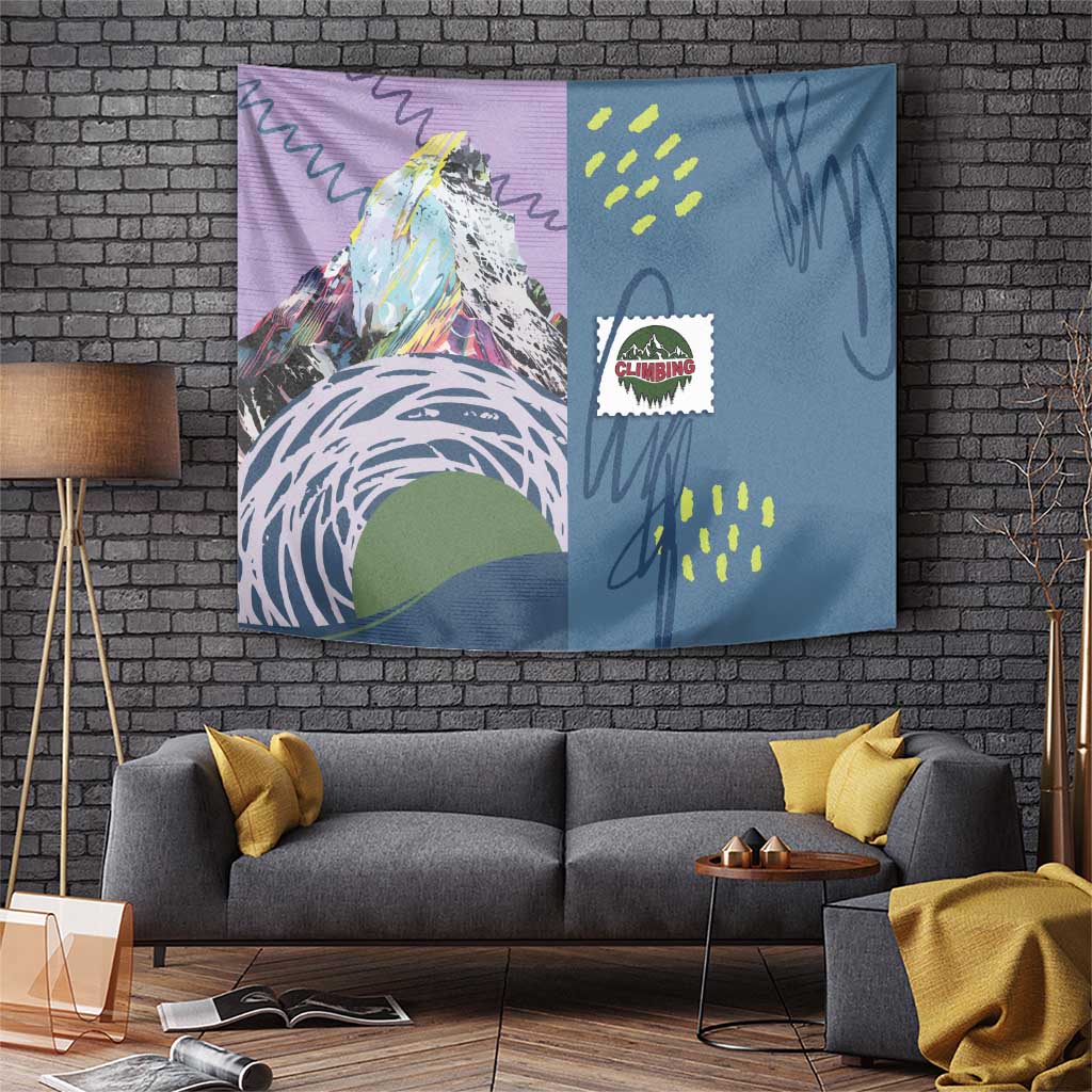 Climbing Tapestry Mountain Art Retro Style