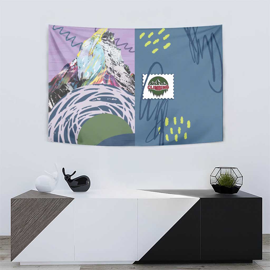 Climbing Tapestry Mountain Art Retro Style