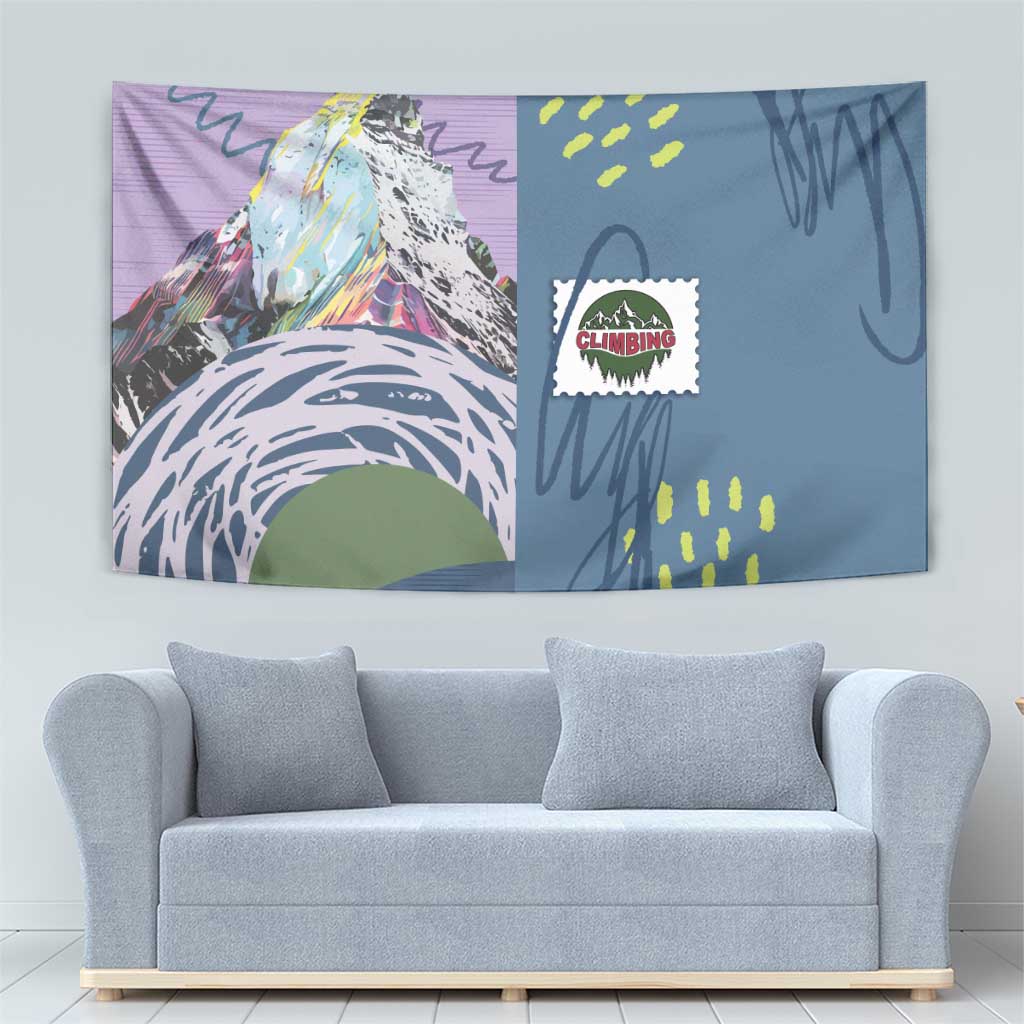 Climbing Tapestry Mountain Art Retro Style