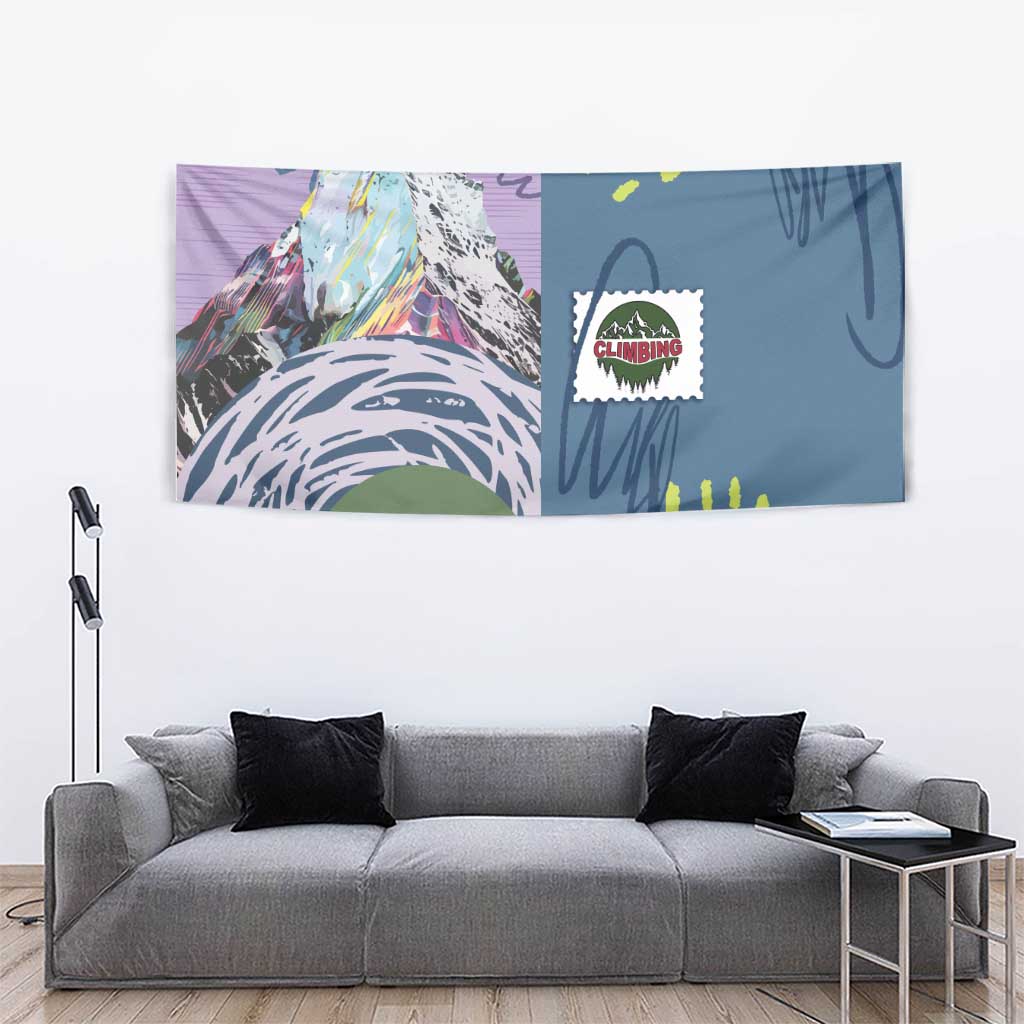Climbing Tapestry Mountain Art Retro Style