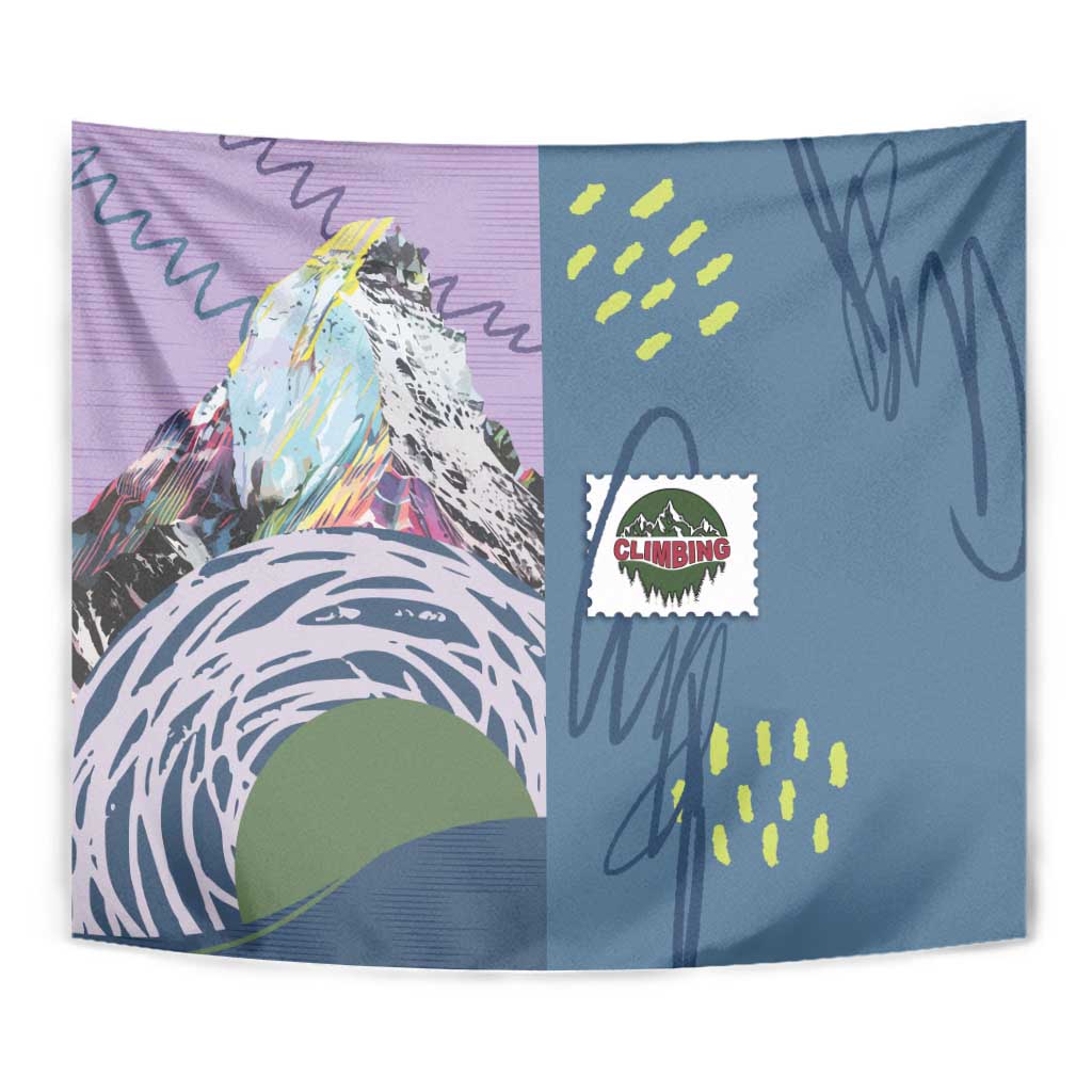 Climbing Tapestry Mountain Art Retro Style