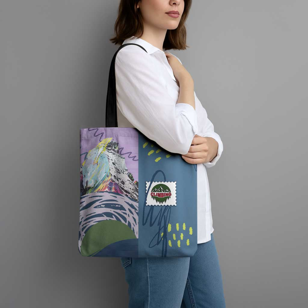Climbing Tote Bag Mountain Art Retro Style