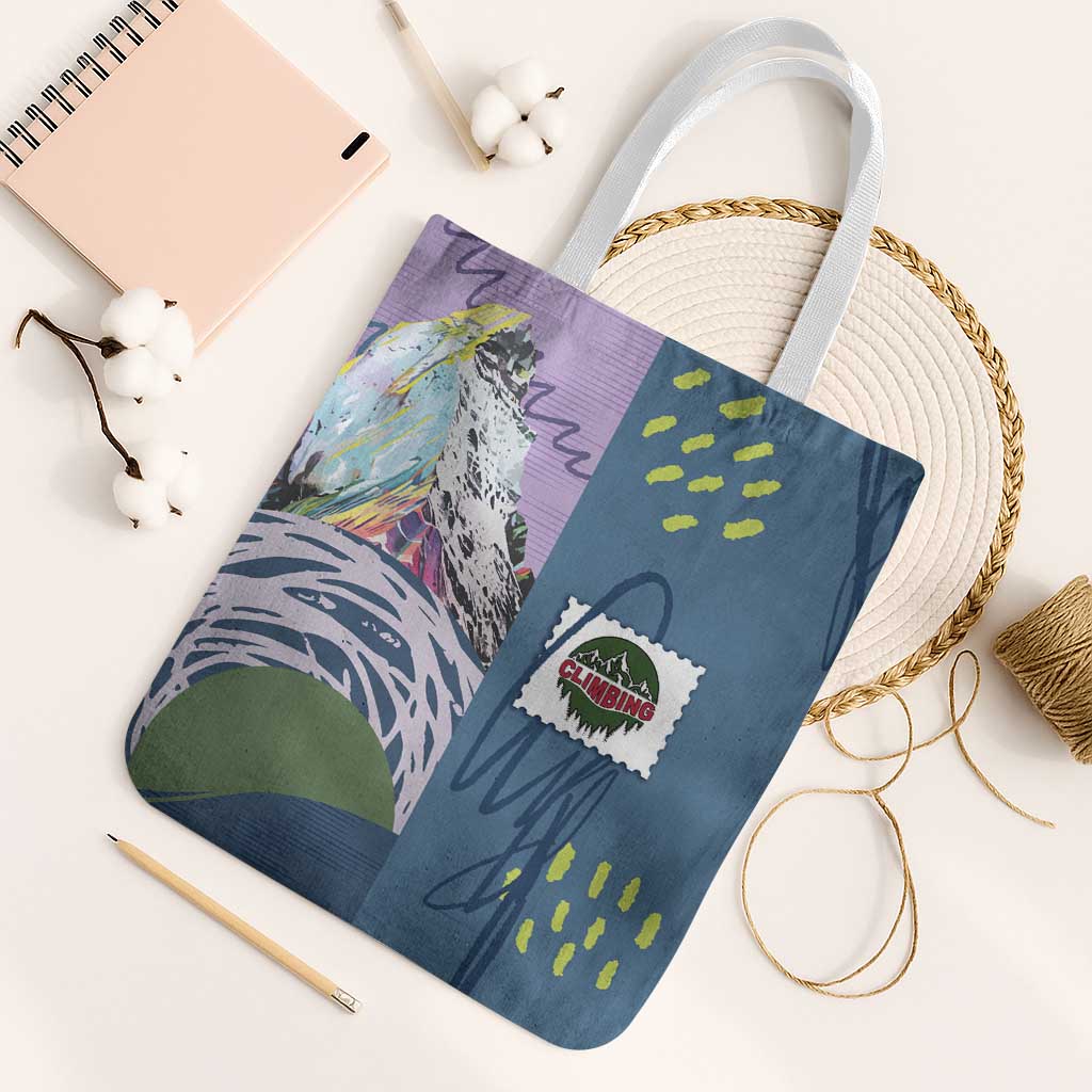 Climbing Tote Bag Mountain Art Retro Style