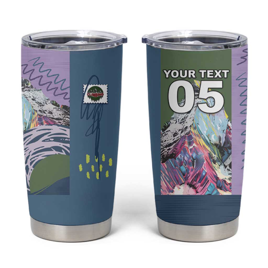 Custom Climbing Tumbler Cup Mountain Art Retro Style