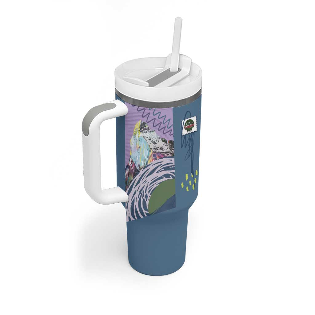 Custom Climbing Tumbler With Handle Mountain Art Retro Style