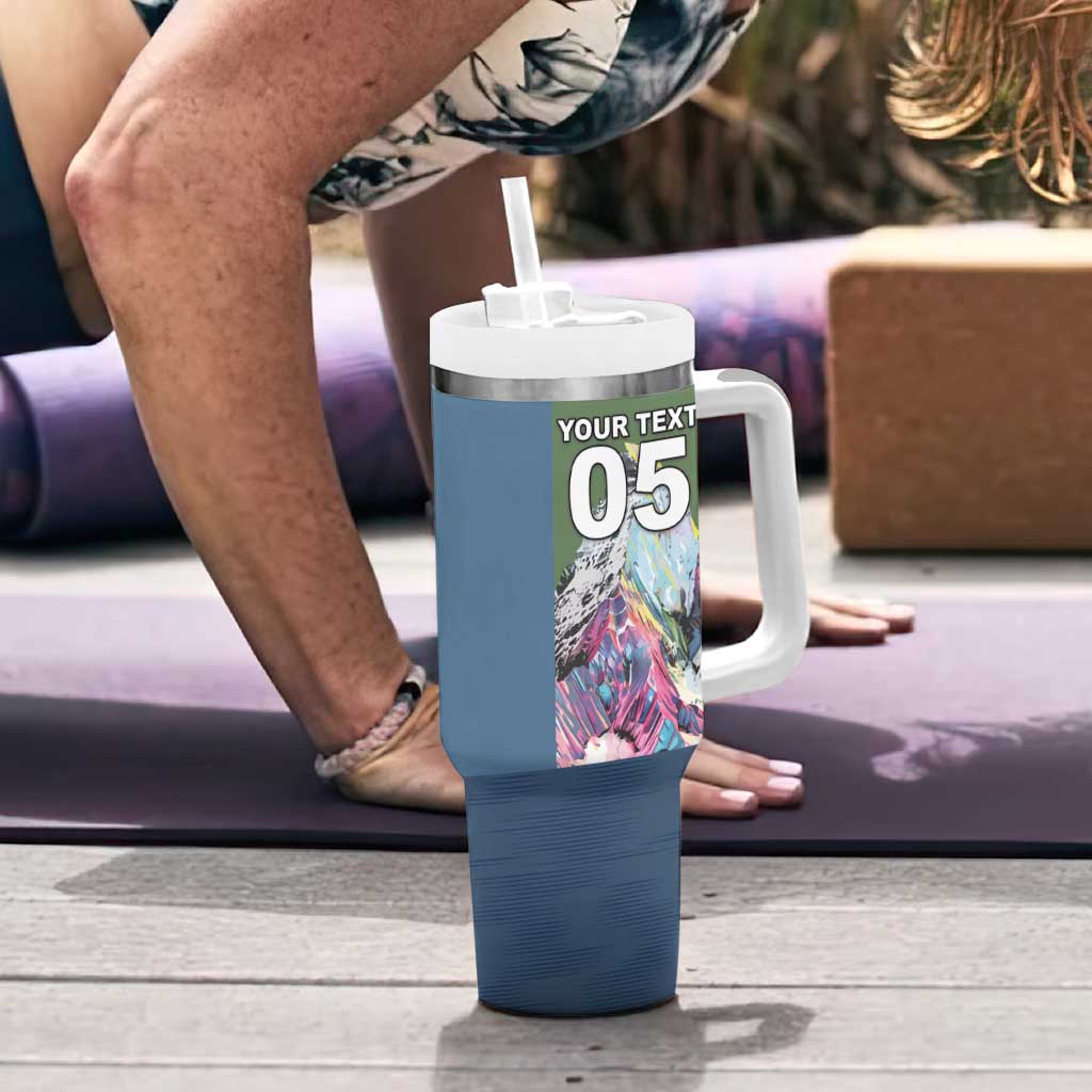 Custom Climbing Tumbler With Handle Mountain Art Retro Style