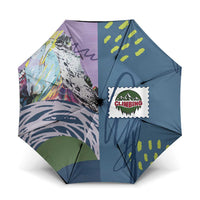 Climbing Umbrella Mountain Art Retro Style