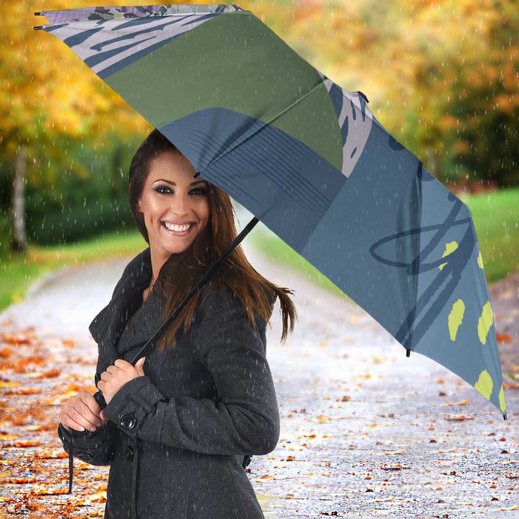 Climbing Umbrella Mountain Art Retro Style