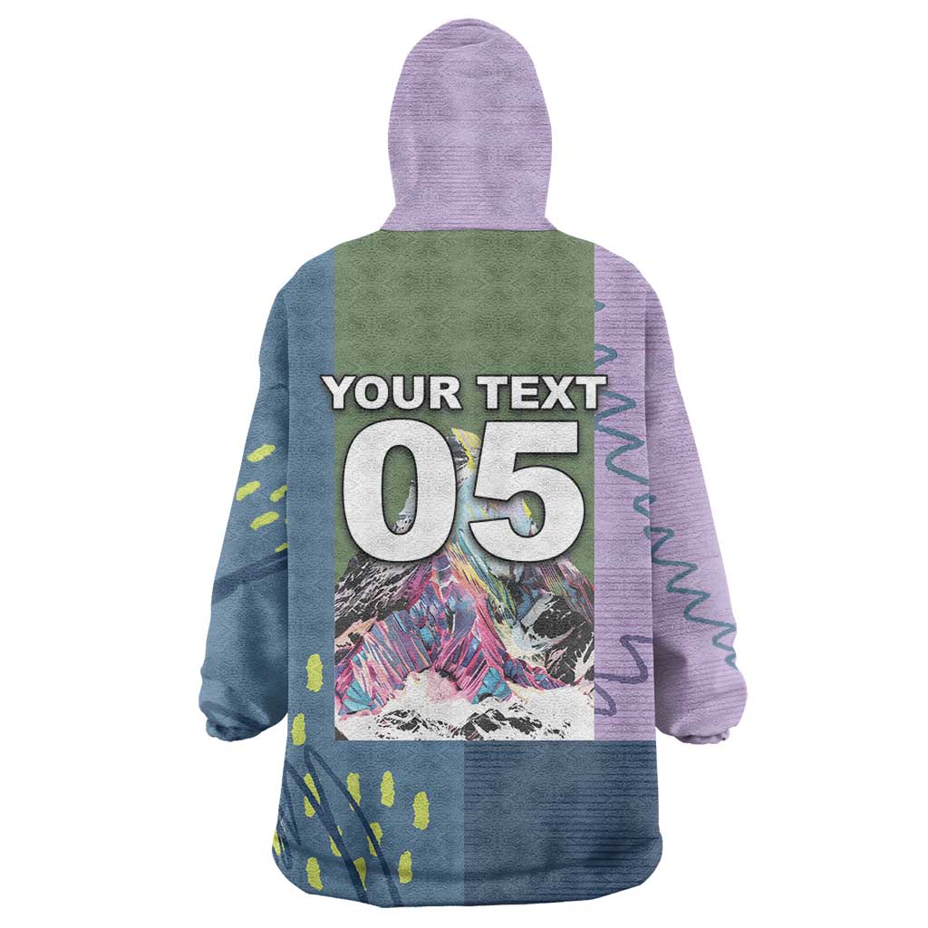 Custom Climbing Wearable Blanket Hoodie Mountain Art Retro Style