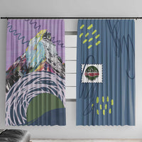 Climbing Window Curtain Mountain Art Retro Style