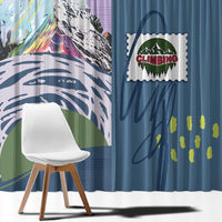 Climbing Window Curtain Mountain Art Retro Style