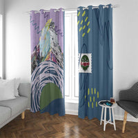 Climbing Window Curtain Mountain Art Retro Style