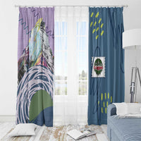 Climbing Window Curtain Mountain Art Retro Style