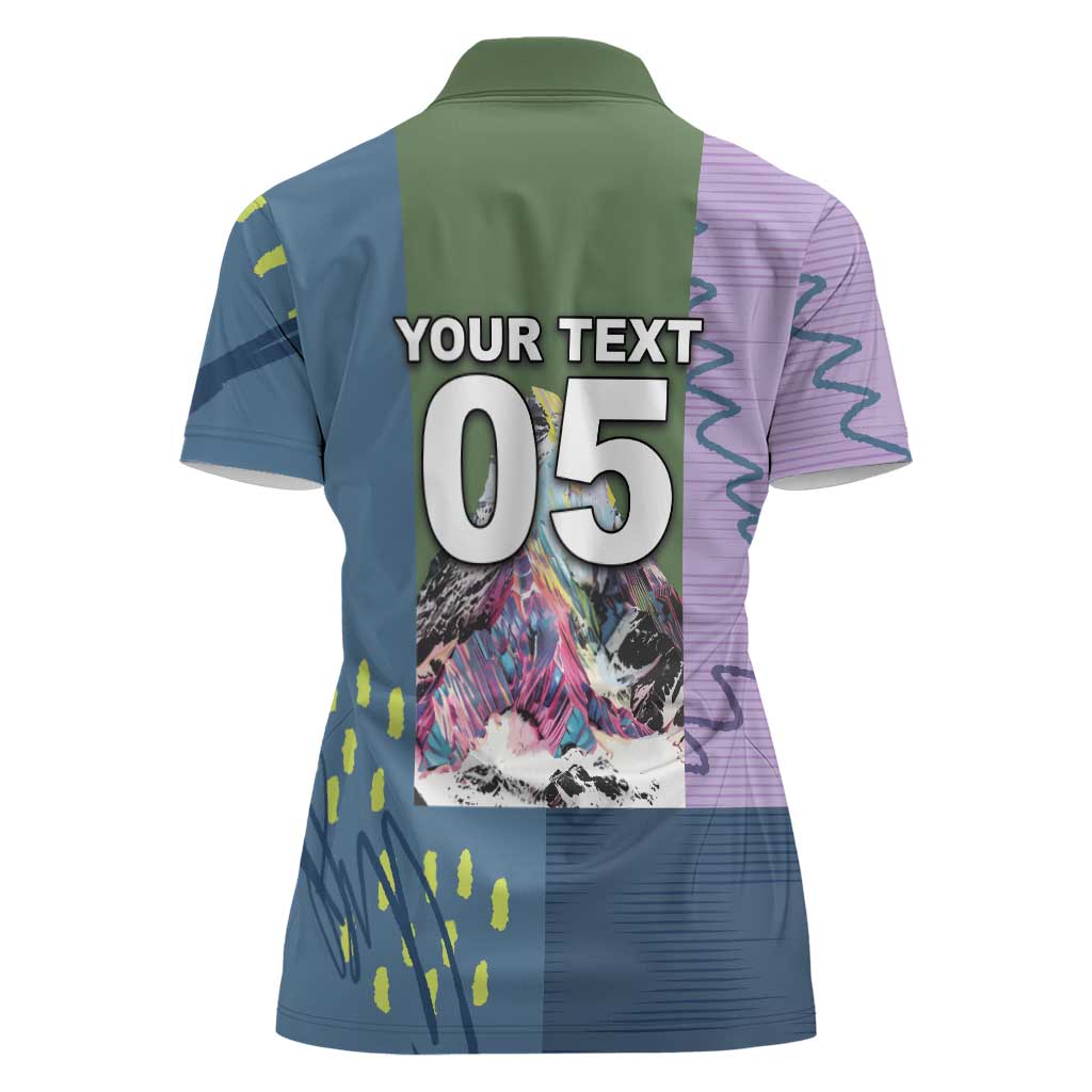Custom Climbing Women Polo Shirt Mountain Art Retro Style