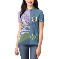 Custom Climbing Women Polo Shirt Mountain Art Retro Style