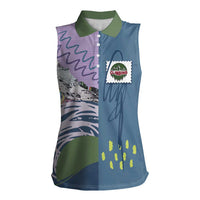 Custom Climbing Women Sleeveless Polo Shirt Mountain Art Retro Style