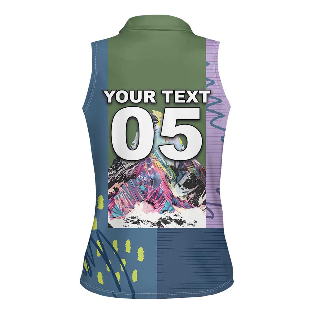 Custom Climbing Women Sleeveless Polo Shirt Mountain Art Retro Style
