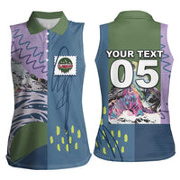 Custom Climbing Women Sleeveless Polo Shirt Mountain Art Retro Style