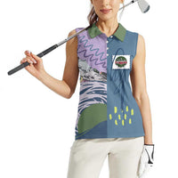 Custom Climbing Women Sleeveless Polo Shirt Mountain Art Retro Style